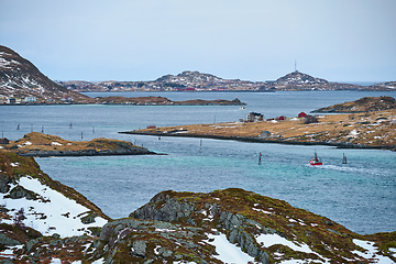 Image showing Fishing ship in fjord in Norway