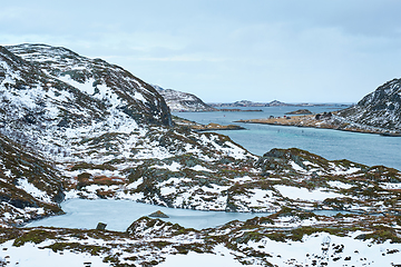 Image showing View of norwegian fjord, Lofoten islands, Norway