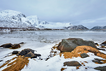 Image showing Norwegian fjord in winter