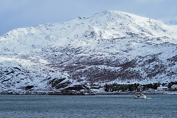 Image showing Fishing ship in fjord in Norway