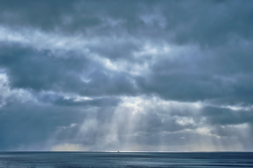 Image showing Norwegian sea in winter with sun rays