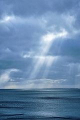 Image showing Norwegian sea in winter with sun rays