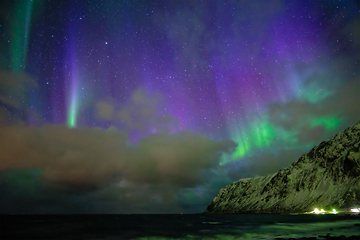 Image showing Aurora borealis northern lights. Lofoten islands, Norway