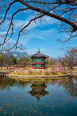 Image showing Hyangwonjeong Pavilion, Gyeongbokgung Palace, Seoul, South Korea