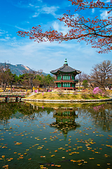 Image showing Hyangwonjeong Pavilion, Gyeongbokgung Palace, Seoul, South Korea