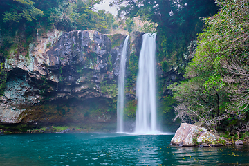 Image showing Cheonjiyeon falls, Jeju Island, South Korea