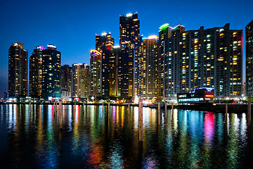 Image showing Busan Marina city skyscrapers illluminated in night