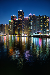 Image showing Busan Marina city skyscrapers illluminated in night