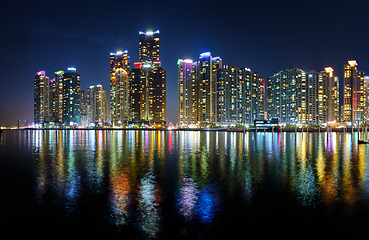 Image showing Busan Marina city skyscrapers illluminated in night