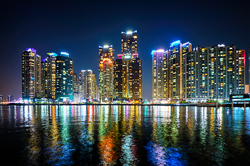 Image showing Busan Marina city skyscrapers illluminated in night