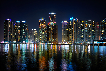 Image showing Busan Marina city skyscrapers illluminated in night