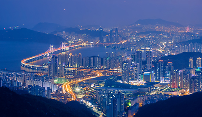 Image showing Busan cityscape Gwangan Bridge at night