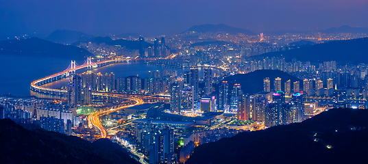 Image showing Busan cityscape Gwangan Bridge at night