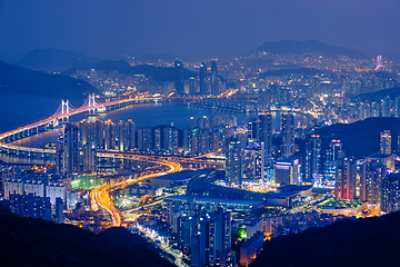 Image showing Busan cityscape Gwangan Bridge at night