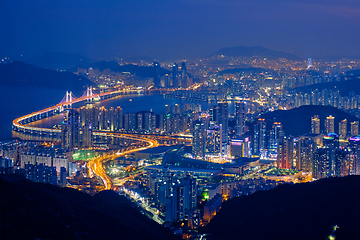 Image showing Busan cityscape Gwangan Bridge at night