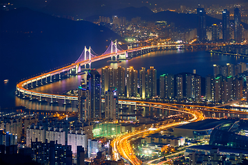 Image showing Busan cityscape Gwangan Bridge at night