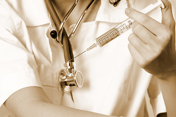 Image showing Portrait of a young doctor with stethoscope.