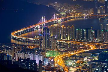 Image showing Busan cityscape Gwangan Bridge at night