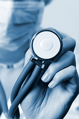 Image showing Young doctor with stethoscope.