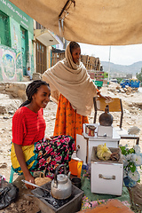 Image showing beautiful women preparing bunna coffee, Ethiopia