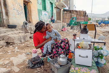 Image showing beautiful women preparing bunna coffee, Ethiopia