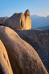 Image showing View from Ulsanbawi rock peak on sunset. Seoraksan National Park, South Corea