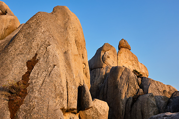 Image showing View from Ulsanbawi rock peak on sunset. Seoraksan National Park, South Corea