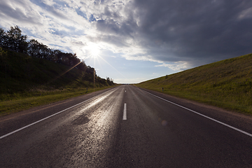 Image showing Cloudy rainy road