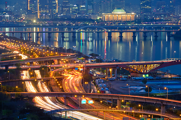 Image showing Seoul cityscape in twilight, South Korea.