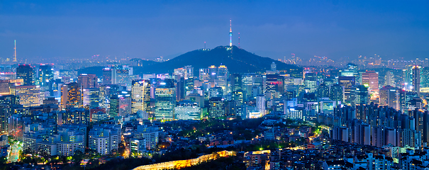 Image showing Seoul skyline in the night, South Korea.