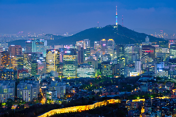 Image showing Seoul skyline in the night, South Korea.