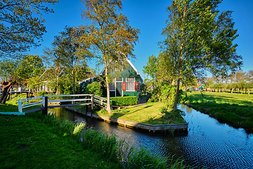 Image showing Farm houses in the museum village of Zaanse Schans, Netherlands