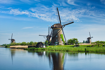 Image showing Windmills at Kinderdijk in Holland. Netherlands