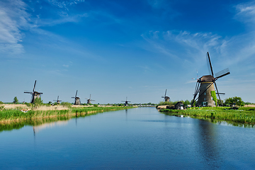 Image showing Windmills at Kinderdijk in Holland. Netherlands