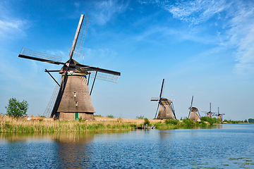 Image showing Windmills at Kinderdijk in Holland. Netherlands