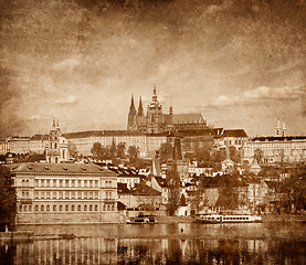 Image showing View of Charles bridge over Vltava river and Gradchany