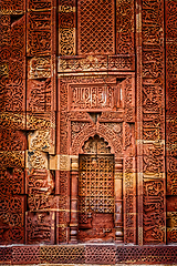 Image showing Decorated wall in Qutub complex. Delhi, India