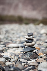 Image showing Zen balanced stones stack balance peace silence concept