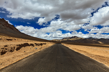 Image showing Road on plains in Himalayas with mountains