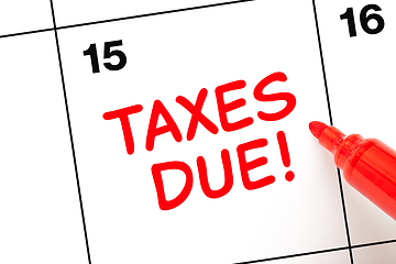 Image showing Taxes Due Calendar Date April 15 Concept