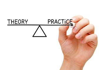 Image showing Theory And Practice Balance Scale Concept