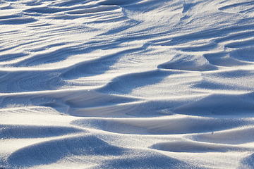 Image showing Snowdrifts, a field in winter