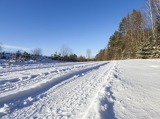 Image showing A winter asphalt road