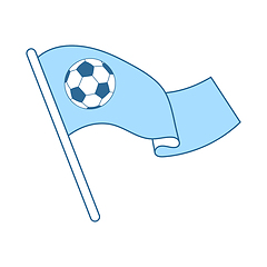 Image showing Football Fans Waving Flag With Soccer Ball Icon