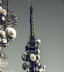 Image showing Vintage looking Communication tower