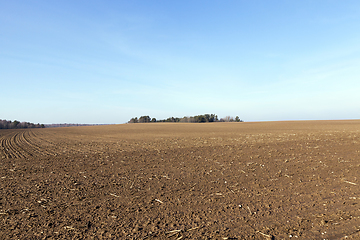 Image showing plowed field, spring