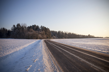 Image showing Winter landscape in the field