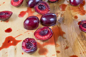 Image showing juice of red ripe cherry