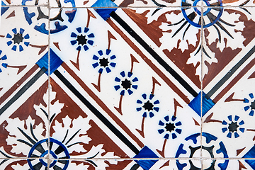 Image showing Traditional Portuguese glazed tiles