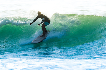 Image showing Surfing the waves